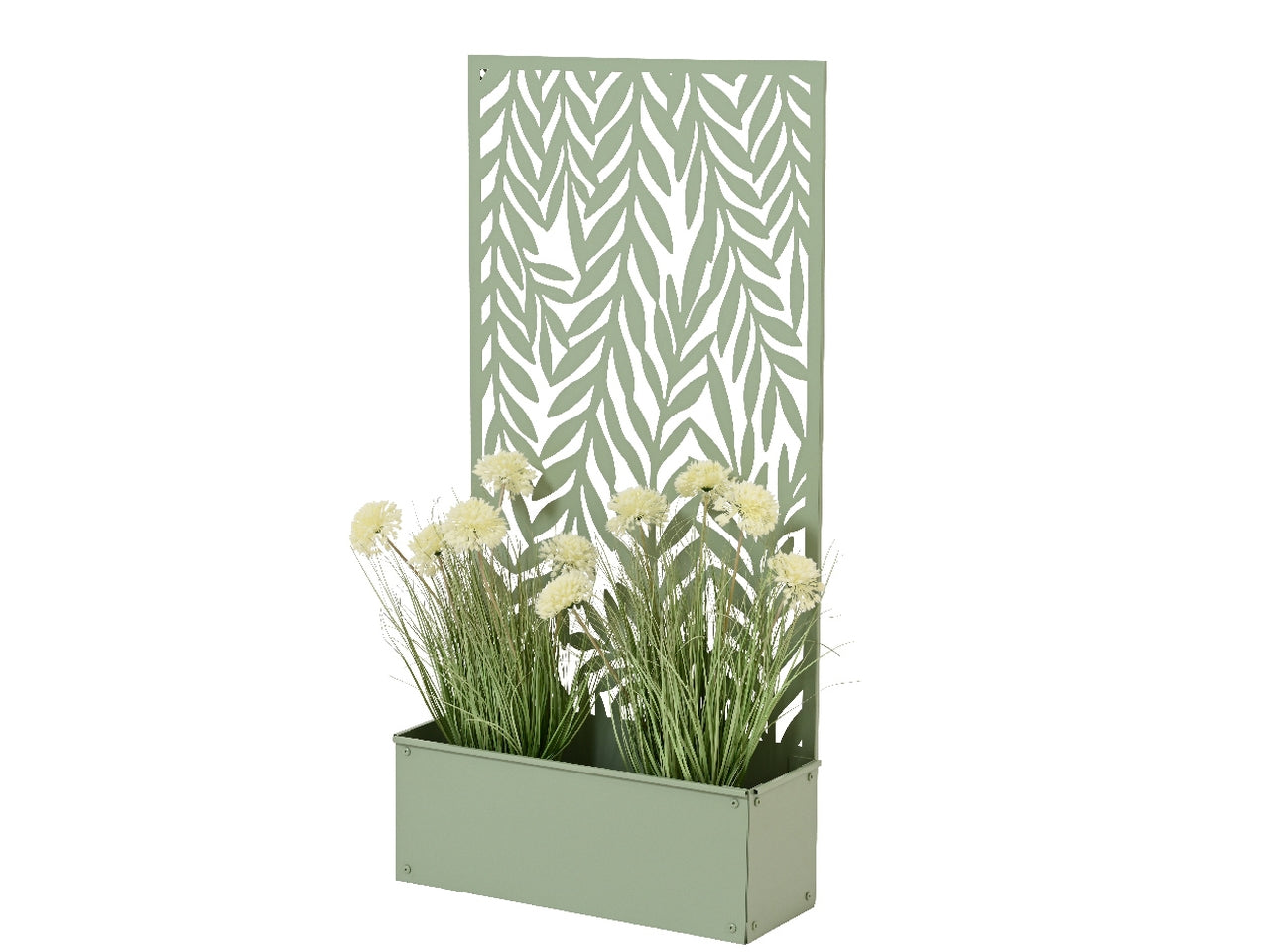 Frangivista con fioriera in metallo per esterno 57x21cm x altezza 118cm colore verde