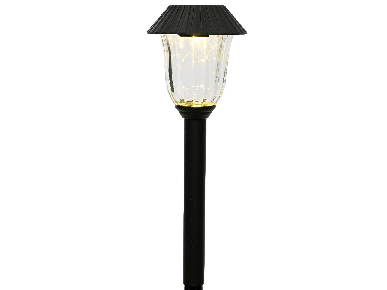 Faretto solare nero da giardino in plastica e vetro diametro 11cm x altezza 43cm
