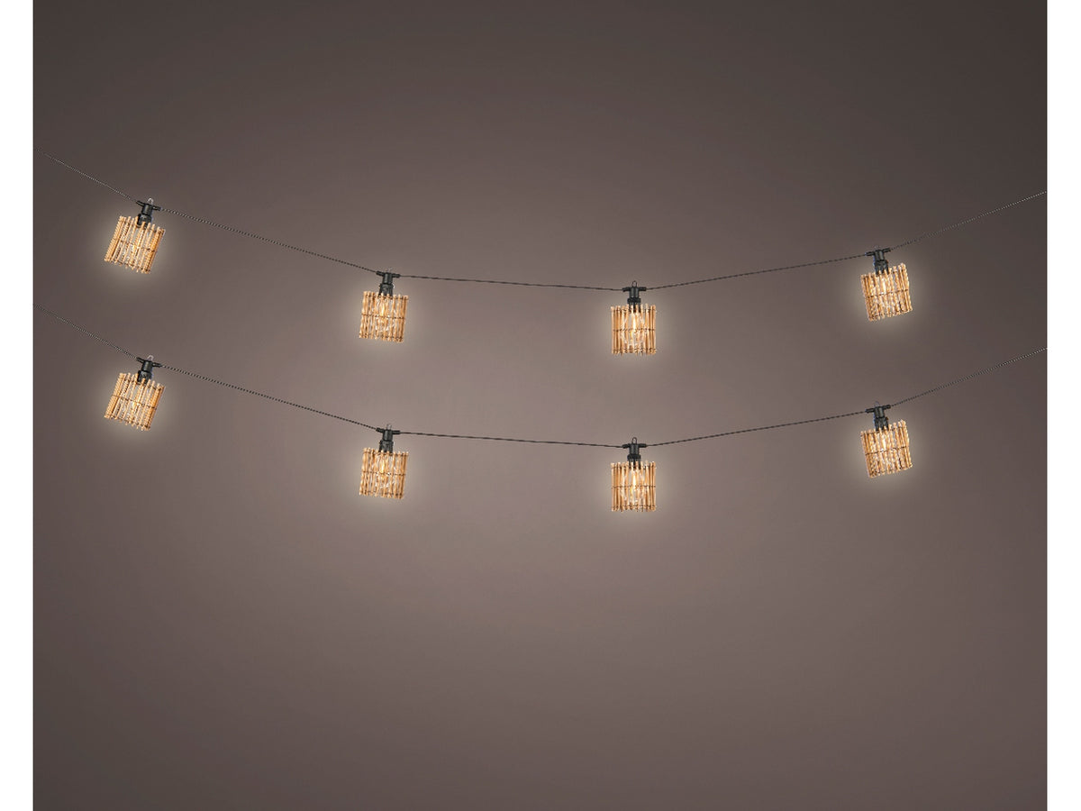 Catena luminosa led per esterno a luce fissa bianco caldo diametro 9cm x 450cm x altezza 9cm con trasformatore