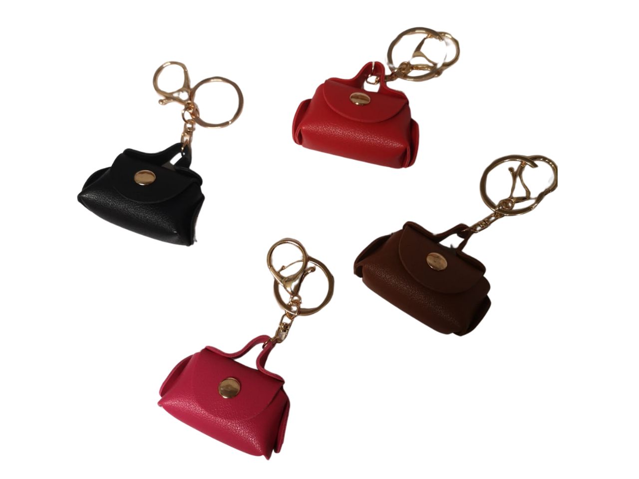 Portachiavi borse con bottoni in eco pelle in colori assortiti