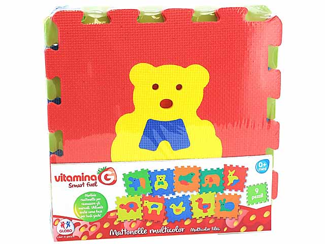 Vitamina G mattonelle puzzle animali 9pezzi 10mm 32x32cm assortiti