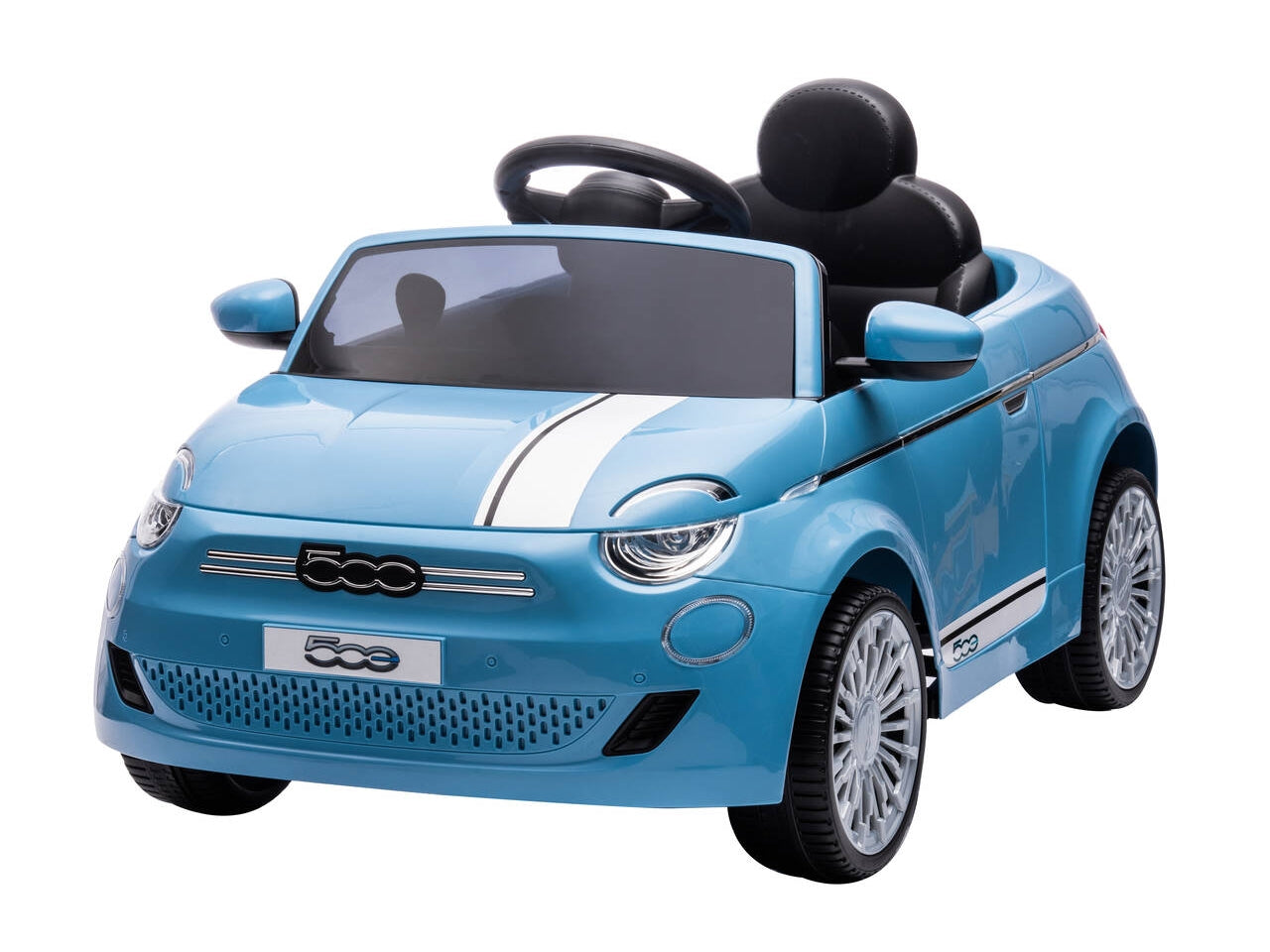 Auto elettrica fiat 500e azzurra 12v 4,5ah con radiocomando 2,4ghz $