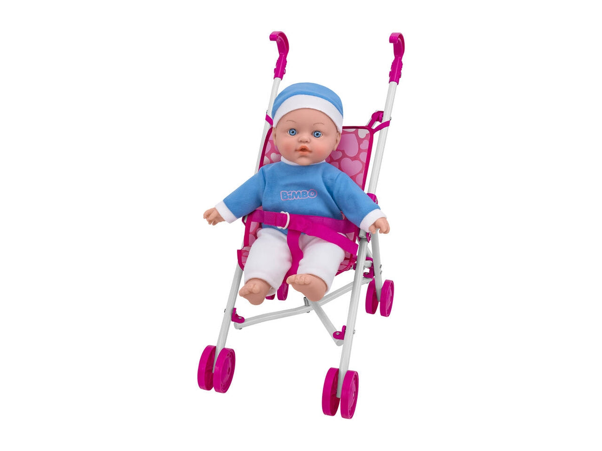 Bimbo bambola 41cm a batteria 6 frasi con passeggino42481