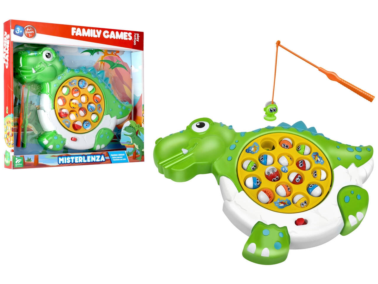 Family games gioco pesca dinosauro con 15 pesci a batteria