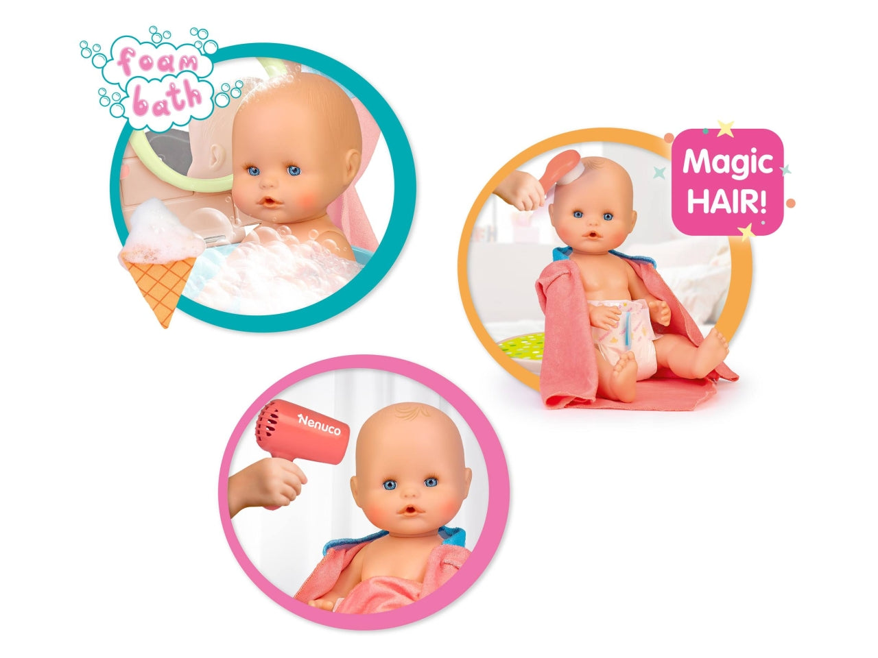 Nenuco Bagnetto con le Bolle - Bambola con Accessori, Multicolor, Età 3+, Famosa