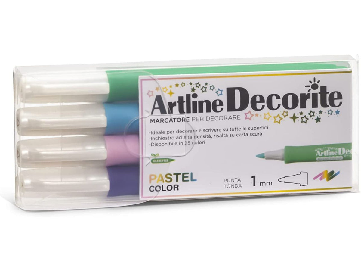 Marcatore decorite con punta tonda pastel color - la confezione contiene 4 marcatori