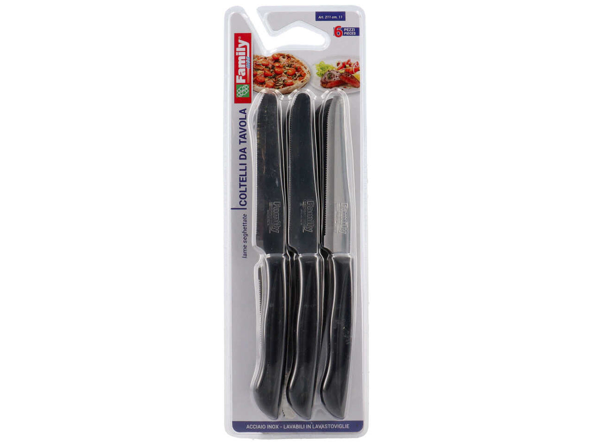 Coltelli tavola 6 pezzi neri 0211n.11