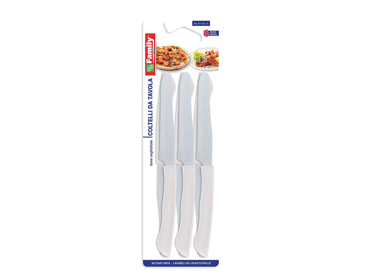 Coltello tavola 6 pezzi bianco 211b.11