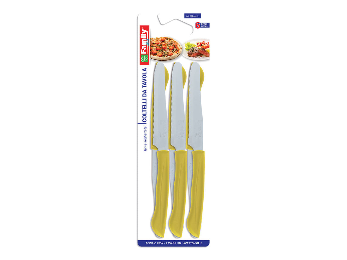 Coltelli tavola 6 pezzi giallo 0211g.11