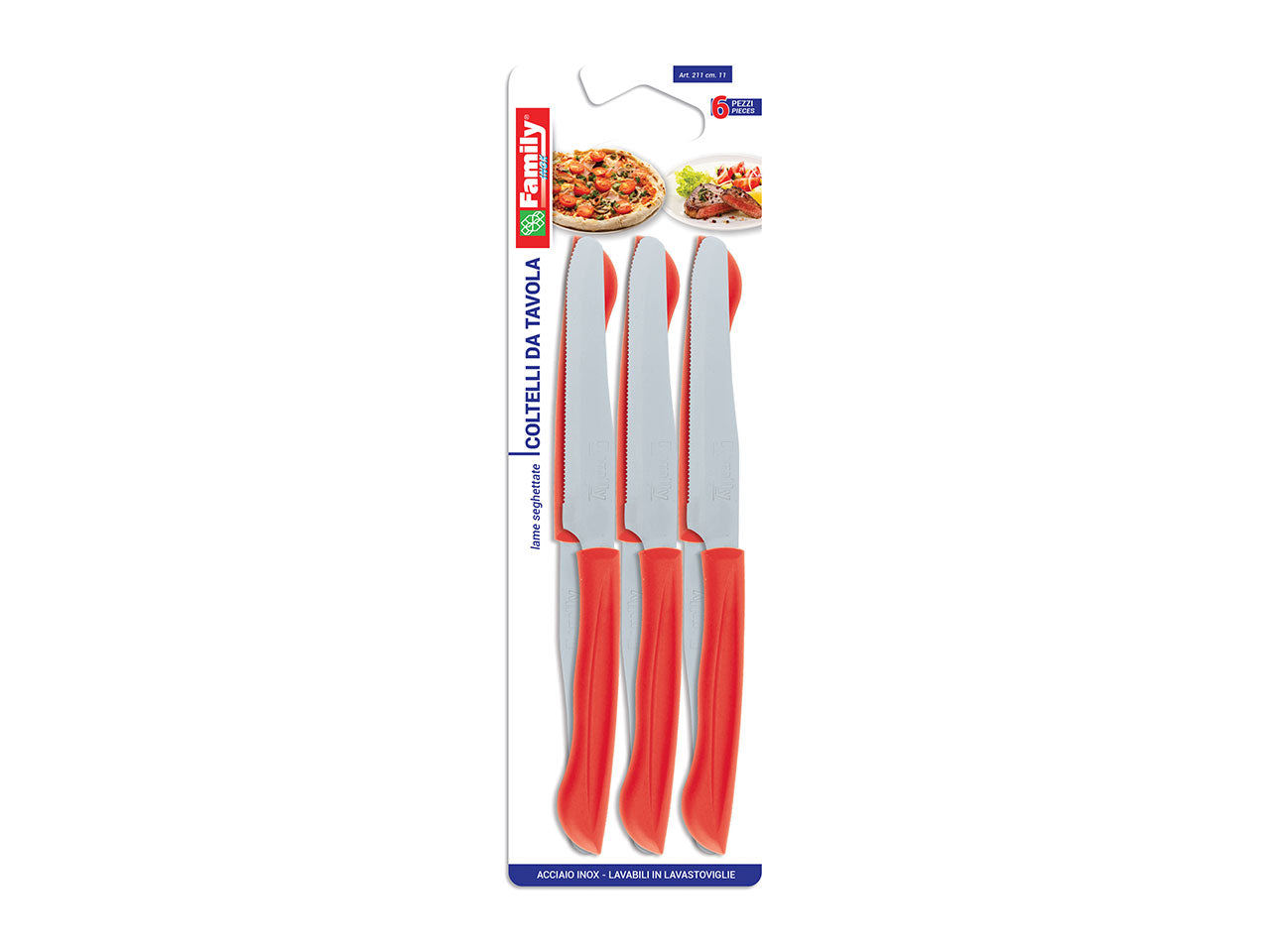 Coltelli tavola 6 pezzi rossi 0211r.11