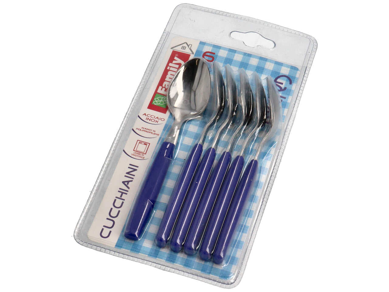 Set di 6 Cucchiaini Coltellerie Paolucci, Family Inox, linea Galaxy in Acciaio Inox con Manico Colorato - 3 Colori Assortiti