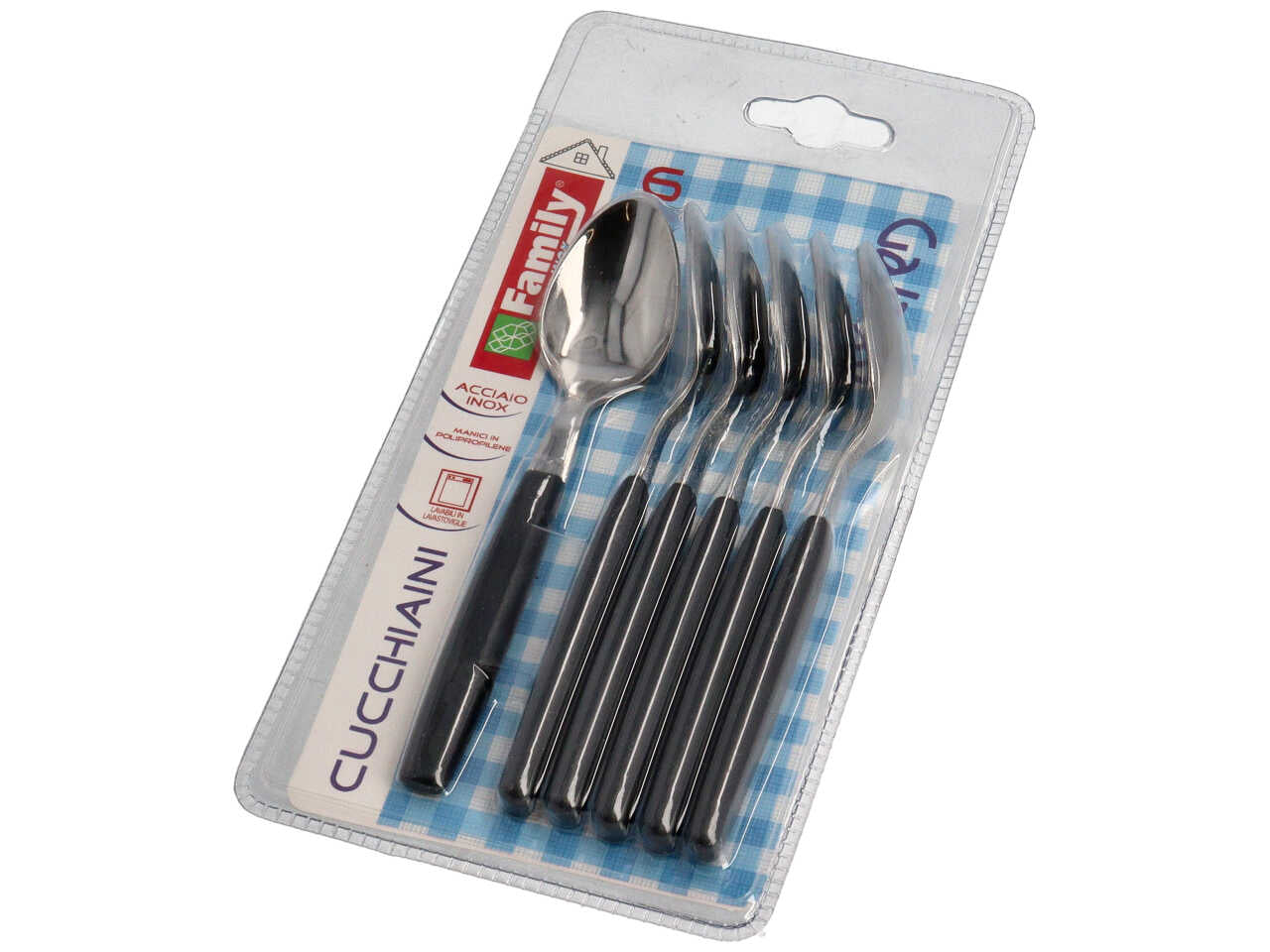 Set di 6 Cucchiaini Coltellerie Paolucci, Family Inox, linea Galaxy in Acciaio Inox con Manico Colorato - 3 Colori Assortiti