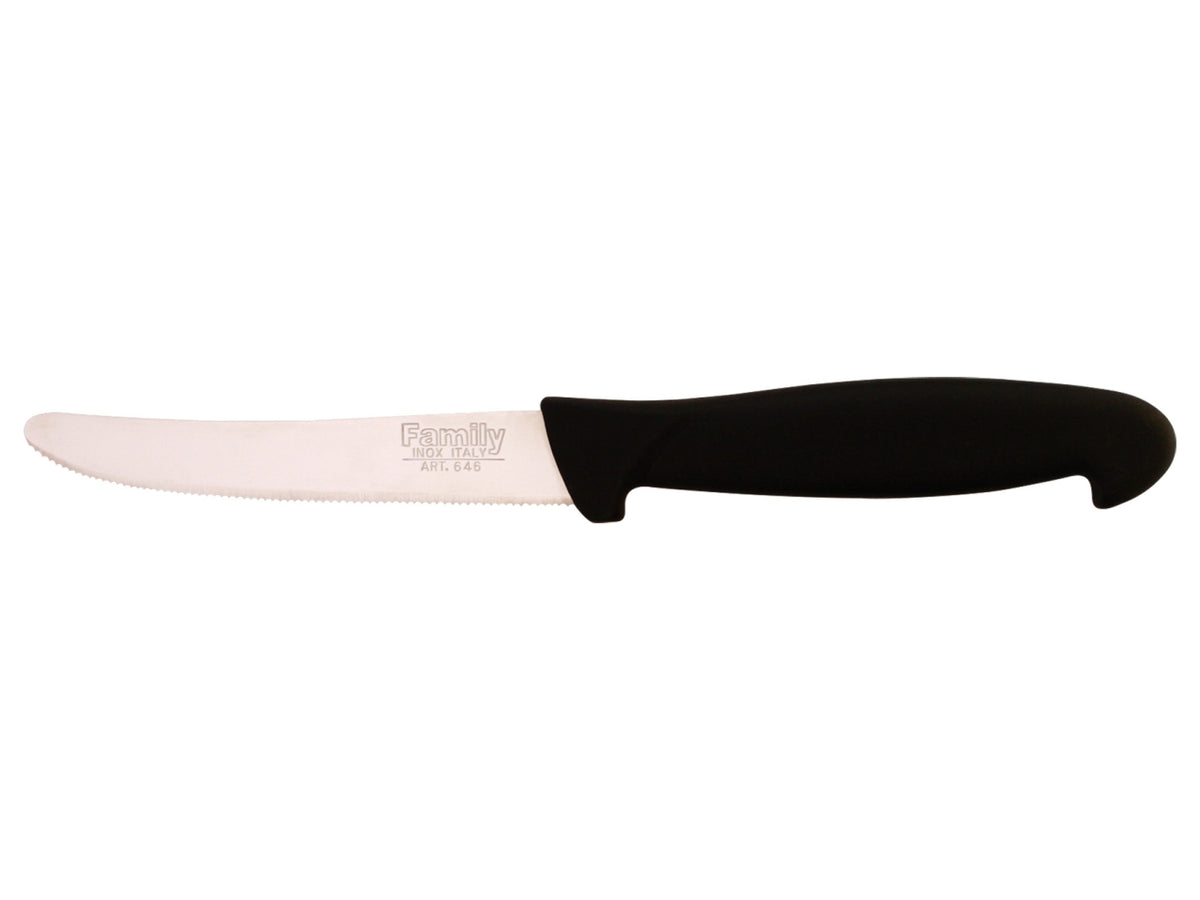 Coltello da tavola nero in acciaio e plastica lama 11 cm, set da 12 - Paolucci