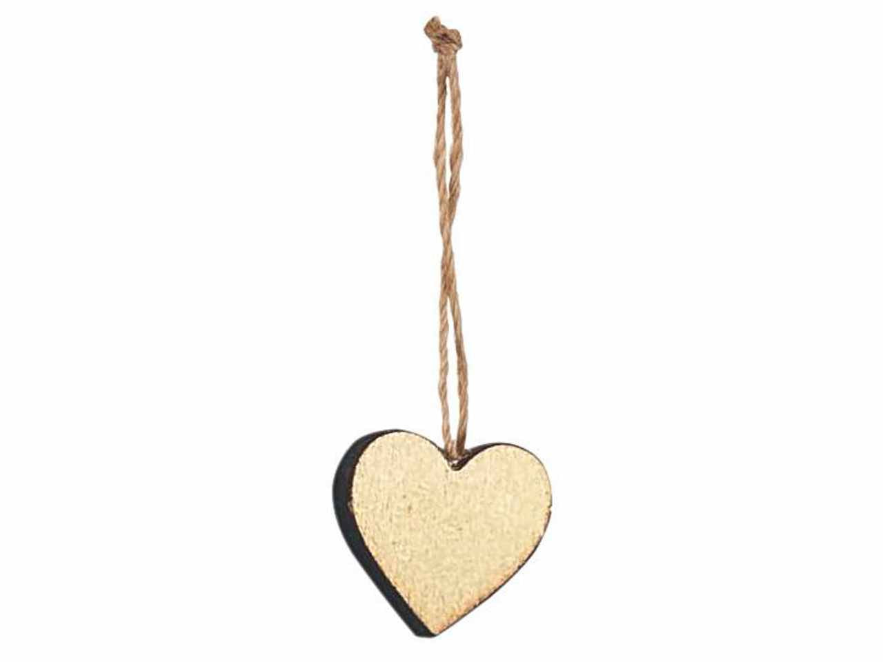 Ciondolo a forma di cuore in legno 24 pezzi cm2 colore naturale