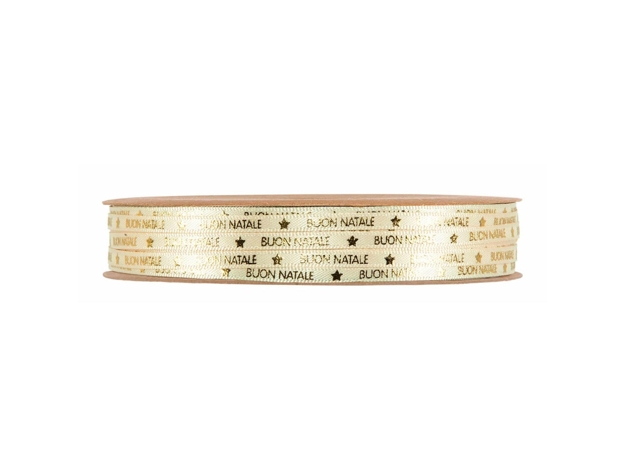 Nastro regalo crema con scritta oro Buon Natale 4mm x 25m - Piovaccari