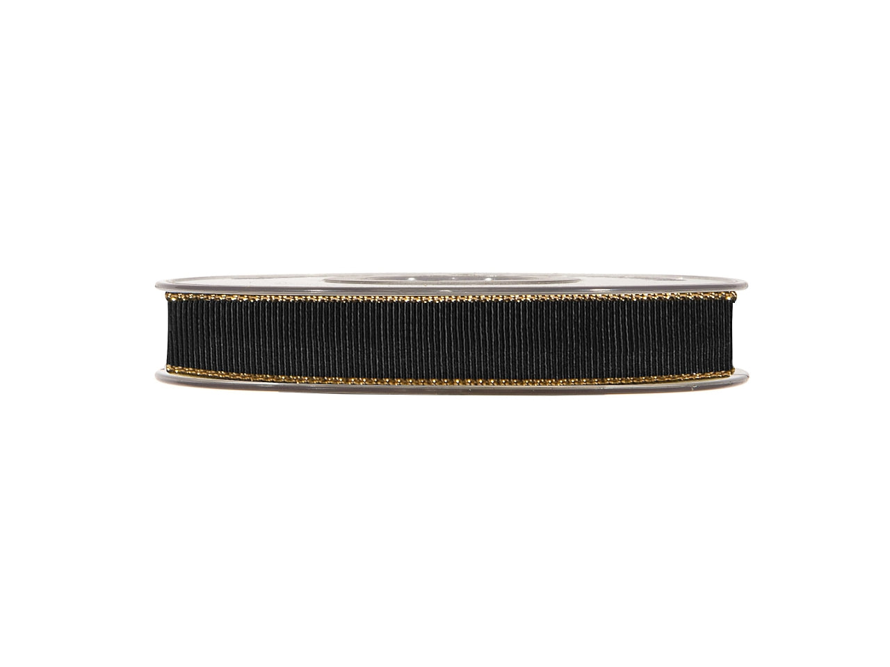Nastro regalo gros grain nero con bordatura dorata 1,5cm x 20 m - Piovaccari