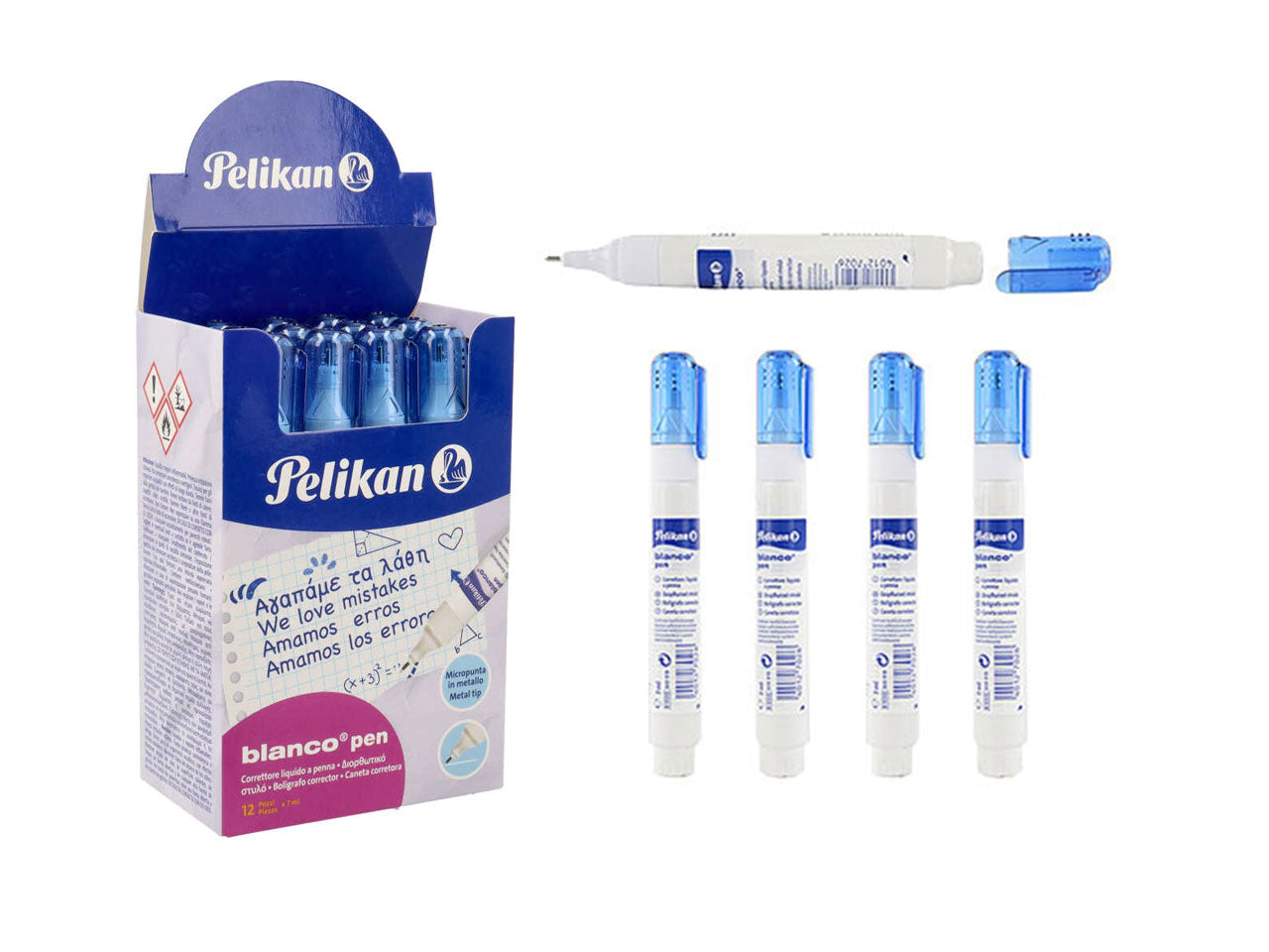 Correttore a penna blanco pen 7ml punta in metallo scatola da 12 pezzi