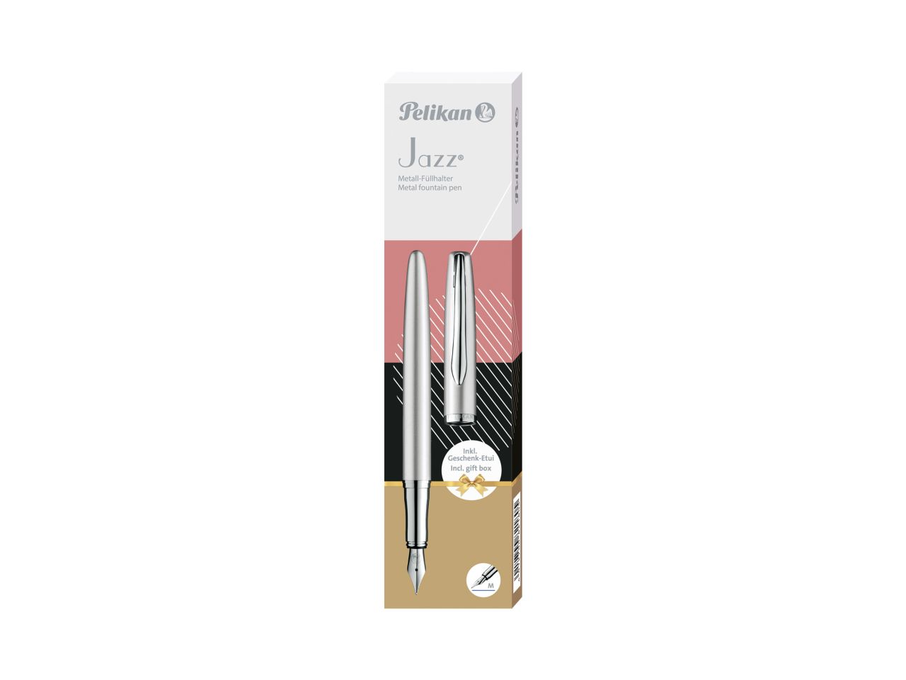 Penna stilografica jazz noble elegance color silver , in astuccio regalo