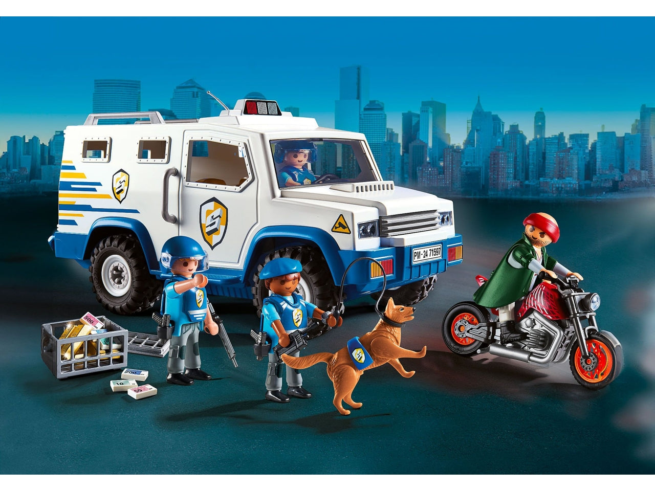 Playmobil Furgone Portavalori, edizione esclusiva per il 50° anniversario, con accessori e personaggi trasformabili, giocattolo per bambini dai 4 anni in su | Playmobil