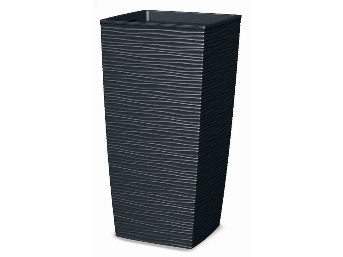 Vaso quadrato alto, antracite in plastica, Aurora con vaso interno estraibile, 35x35x67cm - Blumax