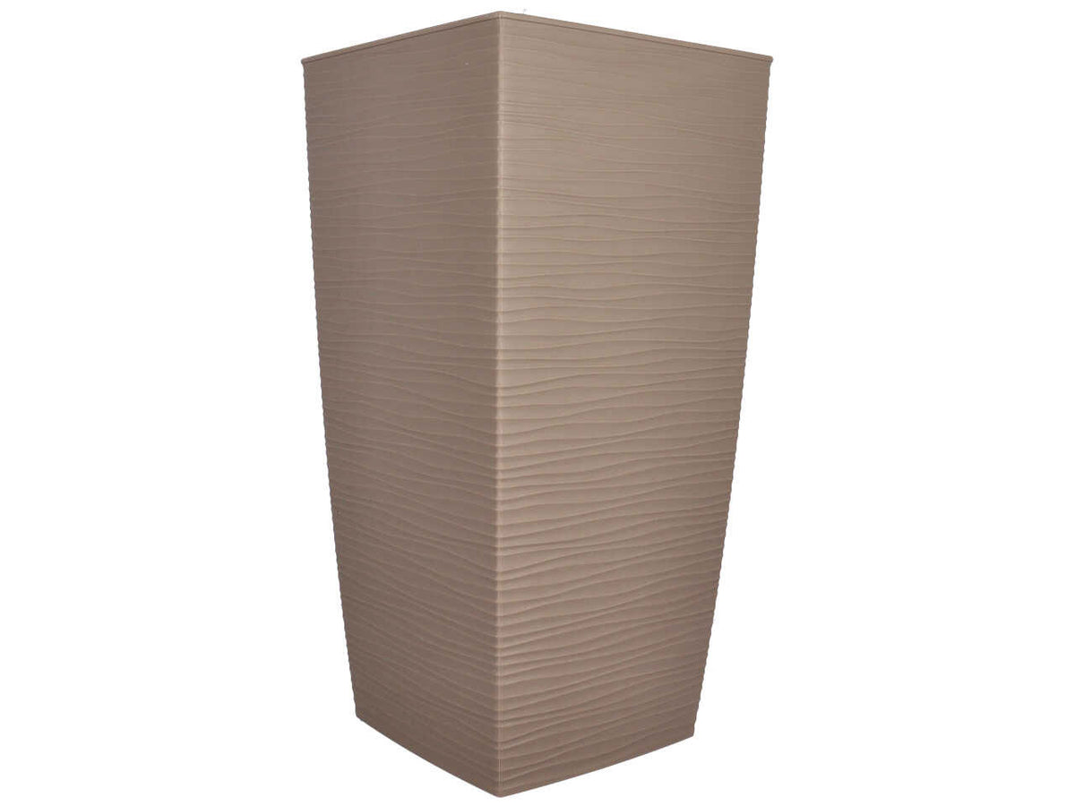 Vaso quadrato alto, tortora in plastica, Aurora con vaso interno estraibile, 35x35x67cm - Blumax