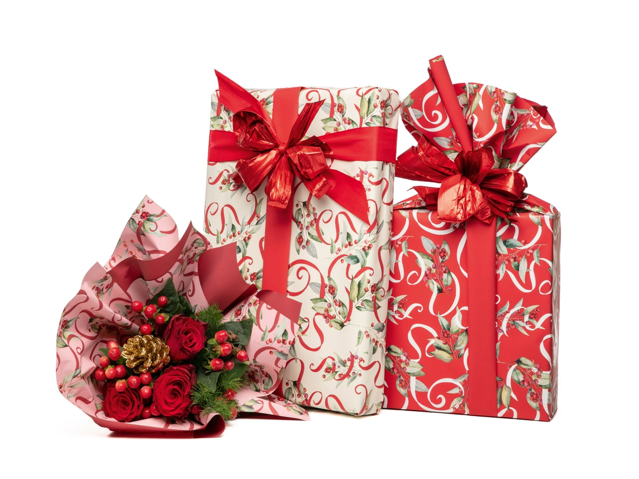 Rotolo carta da regalo floreale polvere in polipropilene 40my, 1x25m - Piennepi