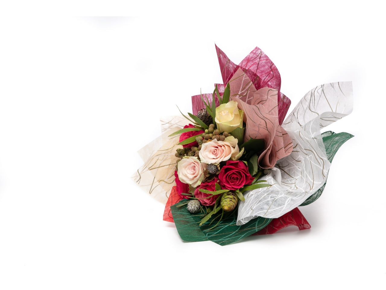 Rotolo carta da regalo rosa antico e dorata in polyweb 1x9m - Piennepi
