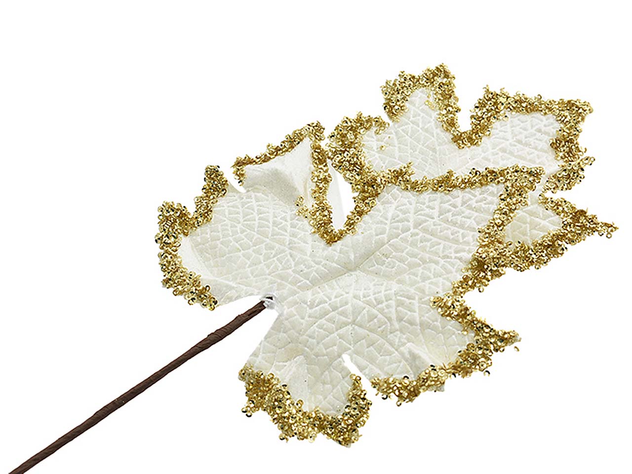 Ramo foglia 45cm panna