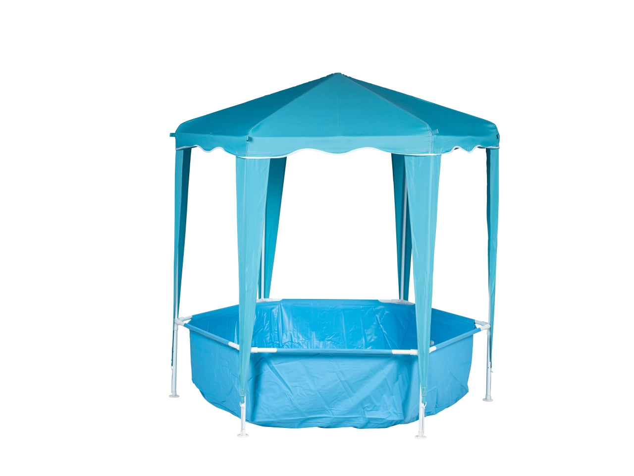 Piscina esagonale 90x90 cm con gazebo in pvc e poliestere azzurro - Nataluna $