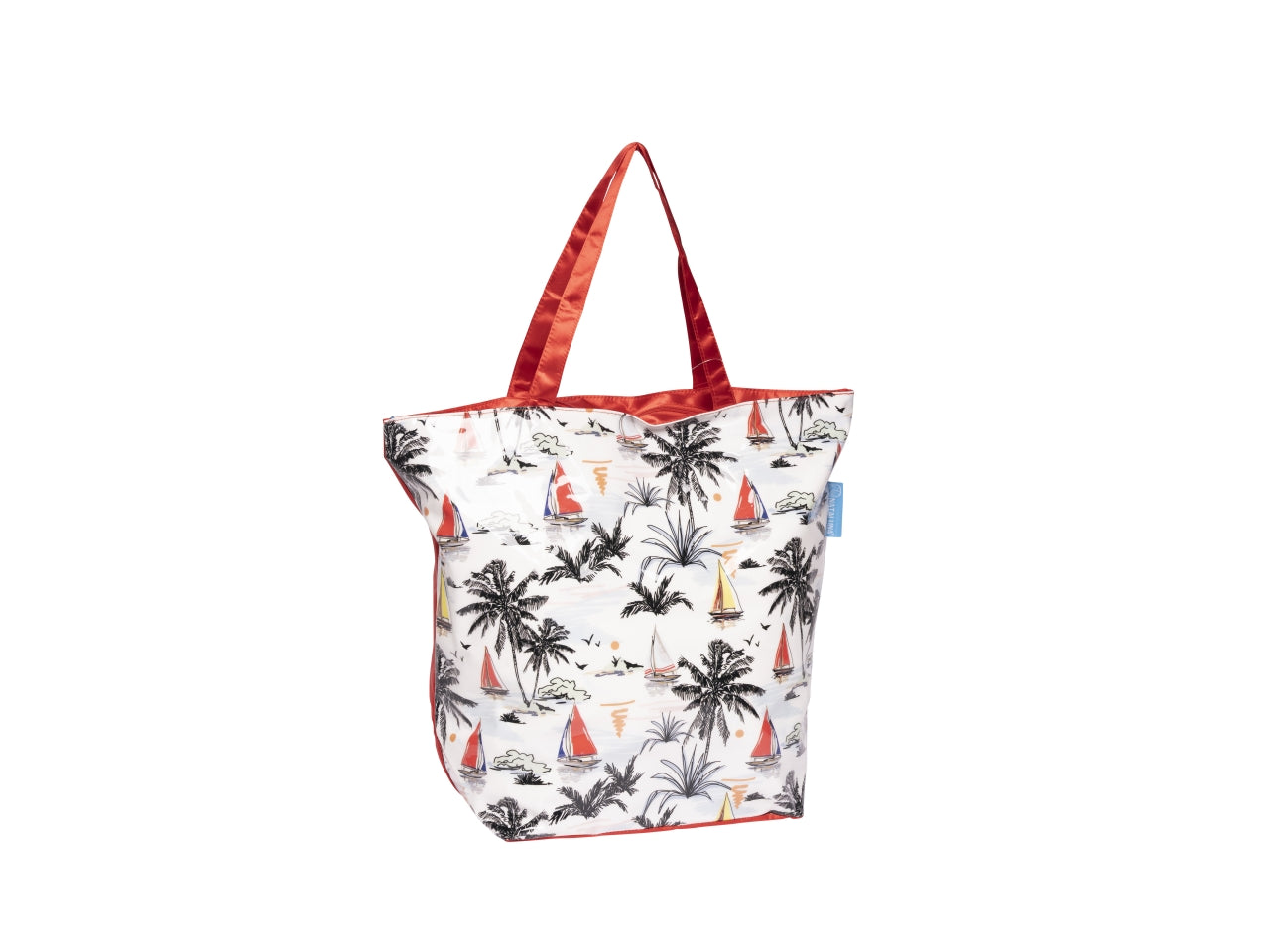 Borsa mare in pvc multicolor/rosso, fantasia barche 54x45x22 cm - Rox