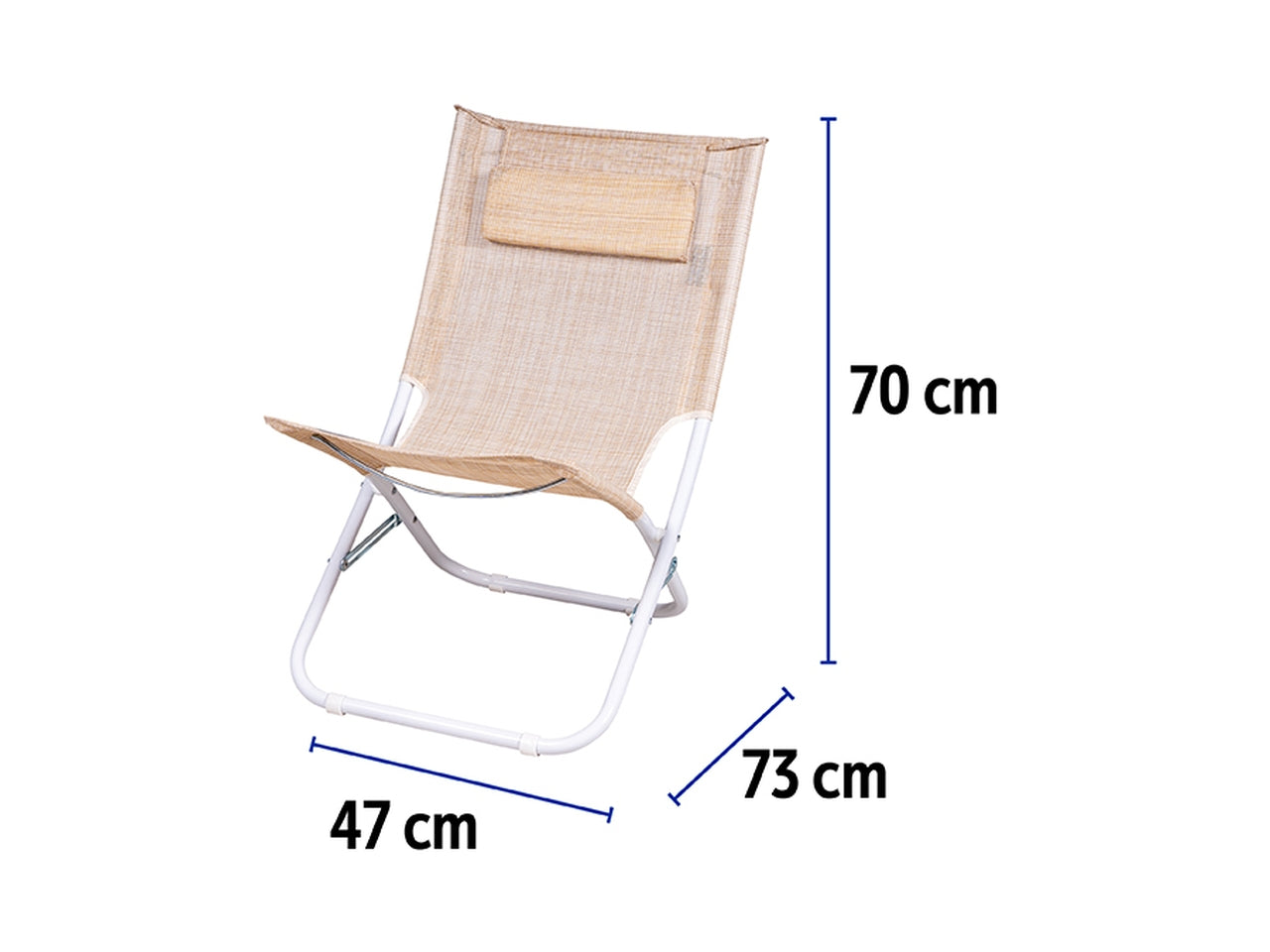 Spiaggina pieghevole in textilene e acciaio beige 68x48x72 cm - Nataluna