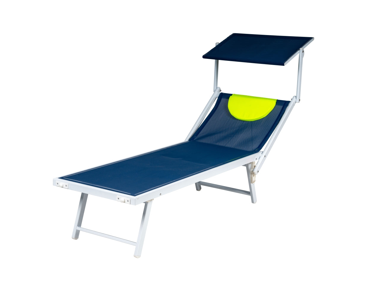 Lettino mare maxi king in alluminio e textilene blu e giallo neo 189x61x38 cm - Bakaji