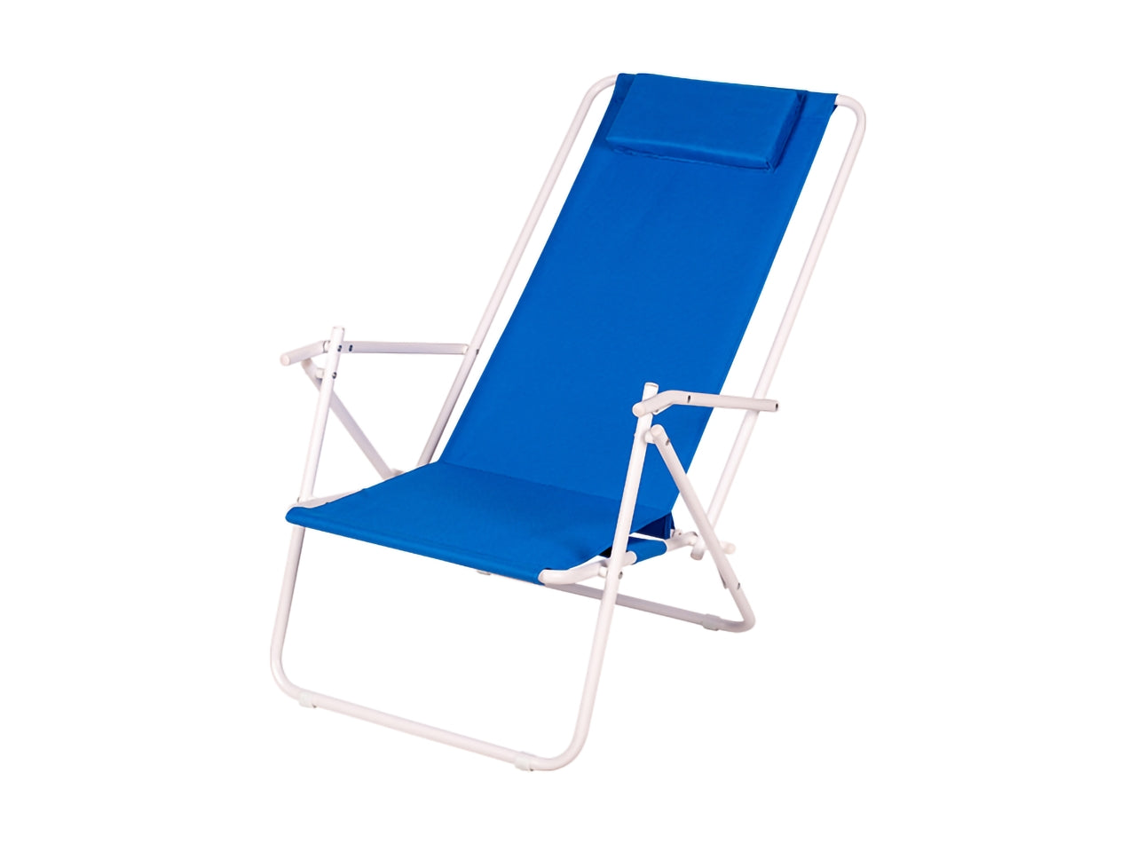 Sdraio mare reclinabile in acciaio e tessuto celeste e bianco con cuscino - 87x52x52 cm - Partenope