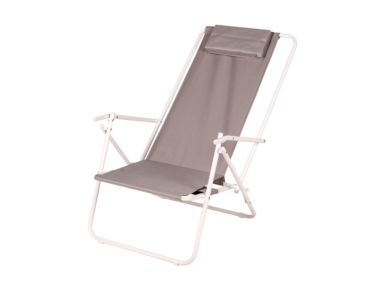 Sdraio mare reclinabile in acciaio e tessuto bianco e grigio con cuscino - 87x52x52 cm - Partenope
