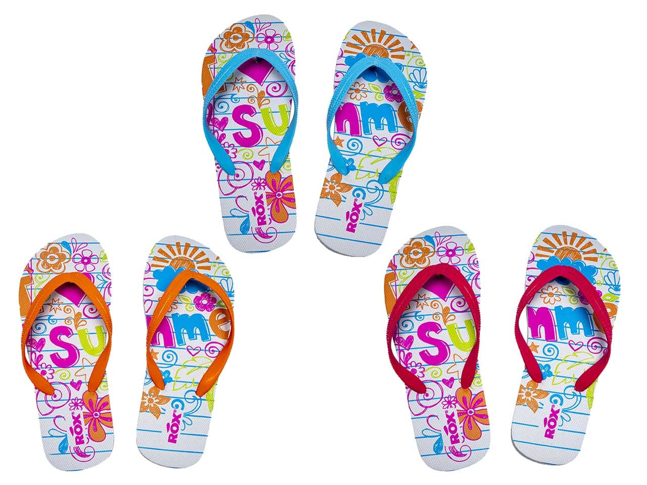 Infradito mare bimba in gomma fantasia floreale multicolor taglie 28/34 - Rox