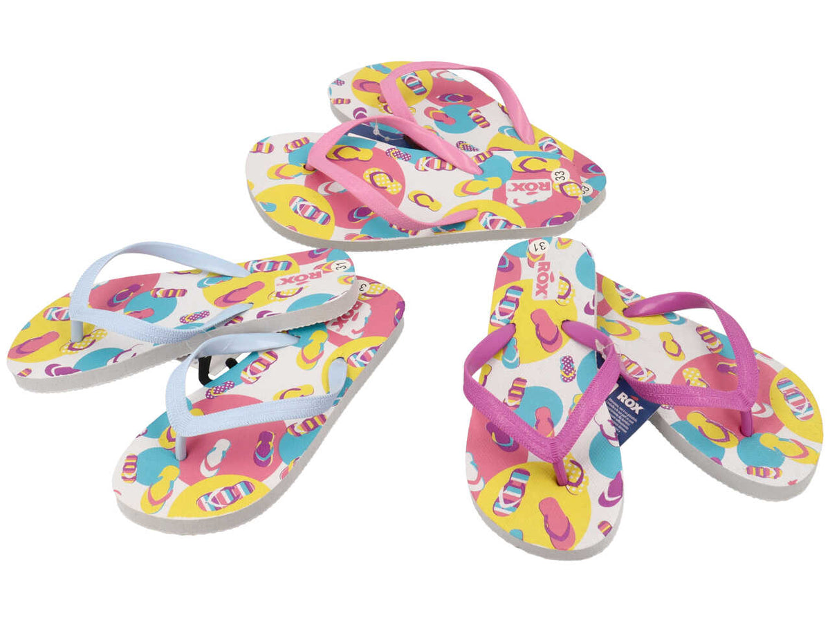 Infradito mare bimba in gomma fantasia rigata multicolor taglie 28/34 - Rox