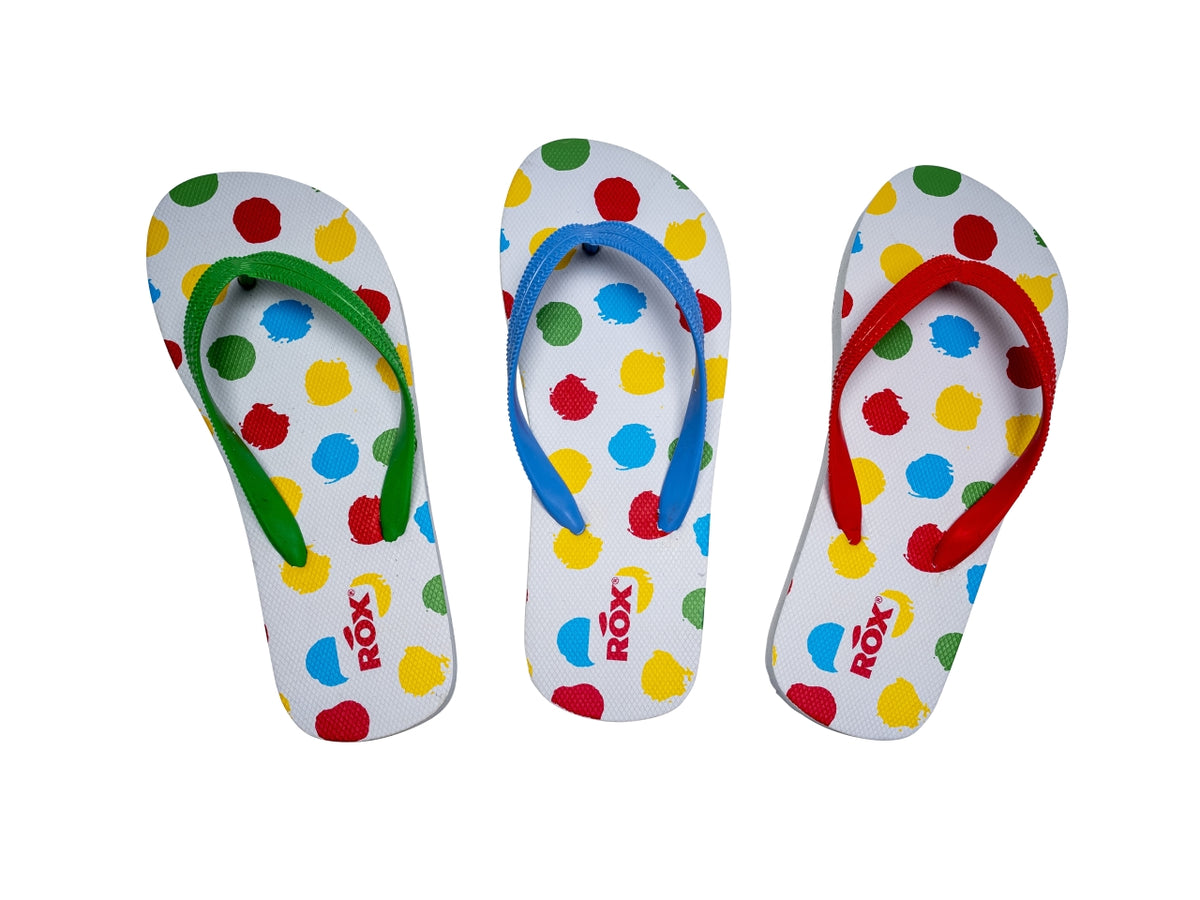 Infradito mare bimba in gomma fantasia pois multicolor taglie 28/34 - Rox