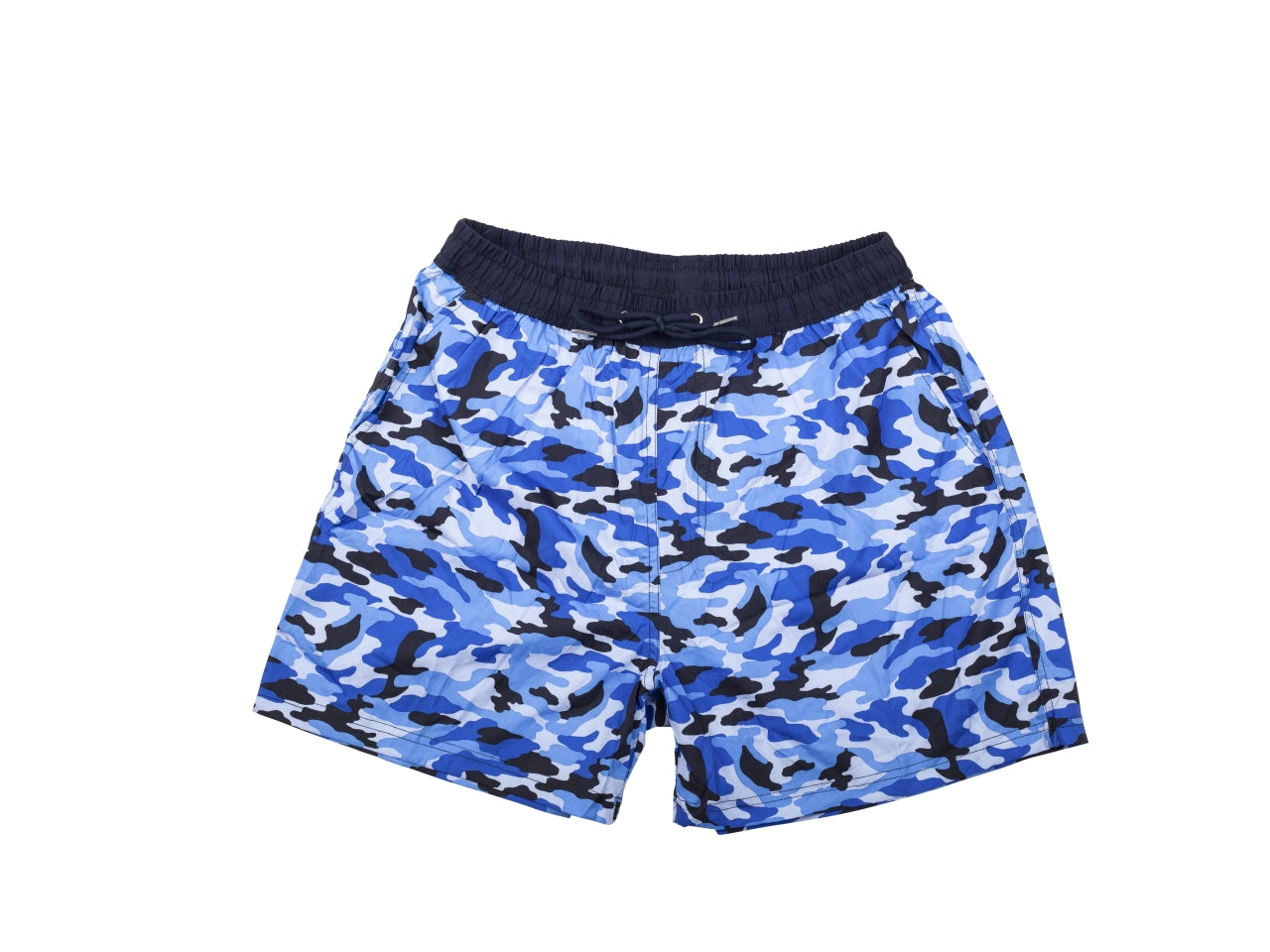 Costume da bagno uomo camouflage con coulisse in vita nero e blu, taglie assortite - Amytis