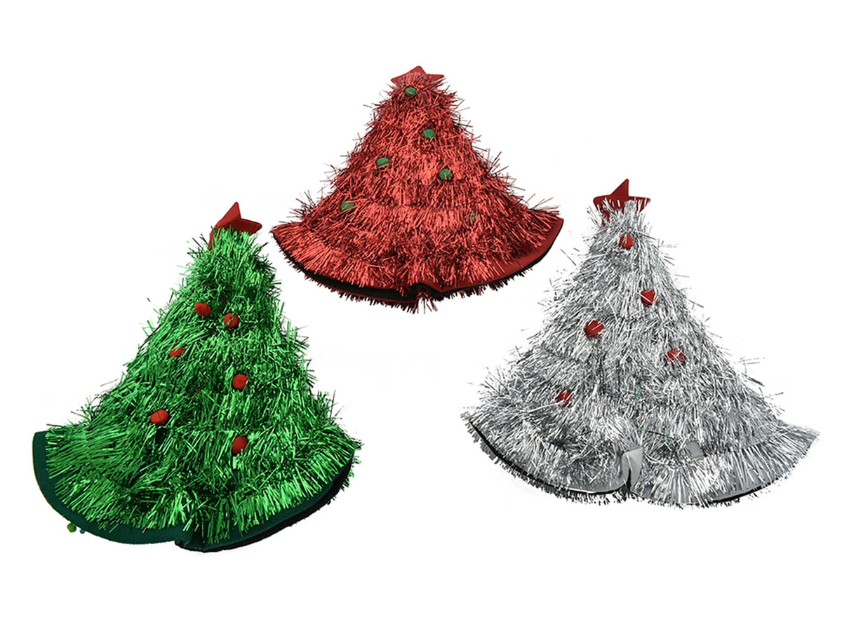 Cappello a forma di albero di natale 40x32cm in 3 assortimenti