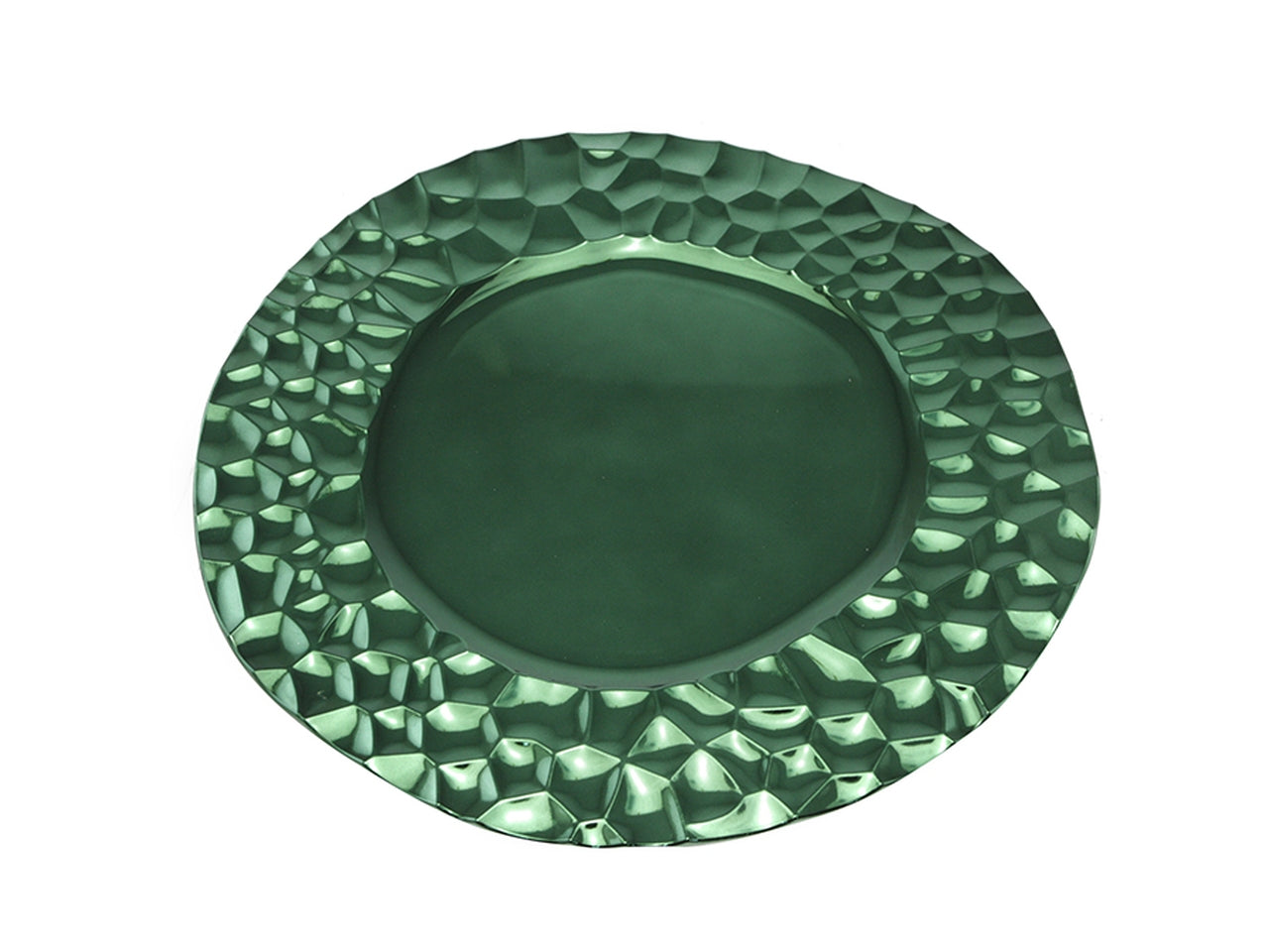 Sottopiatto decorato tondo d.33cm verde scuro