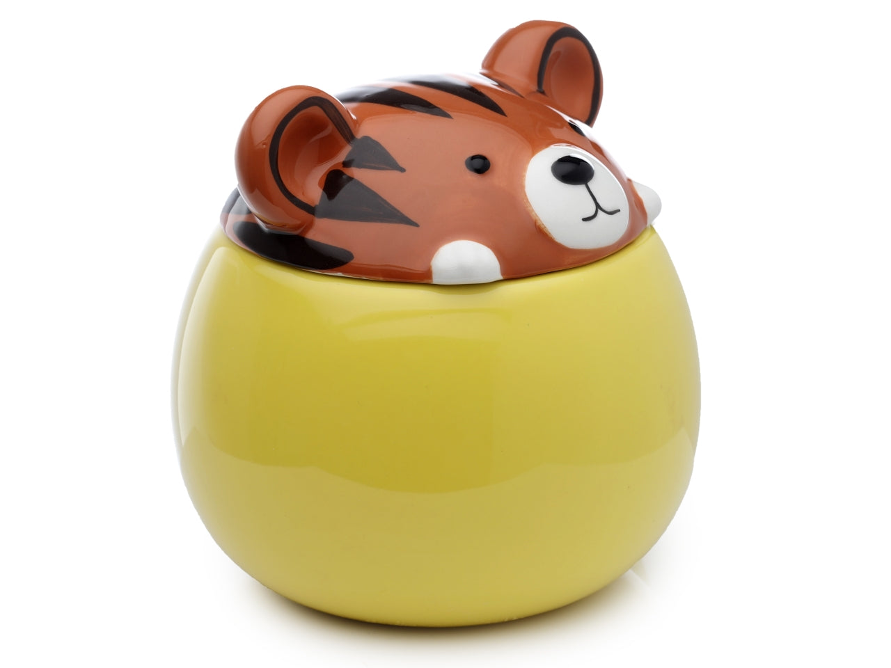 Tazza mug in ceramica con coperchio a forma di testa di tigre gialla marrone - Peek a Boo Mug