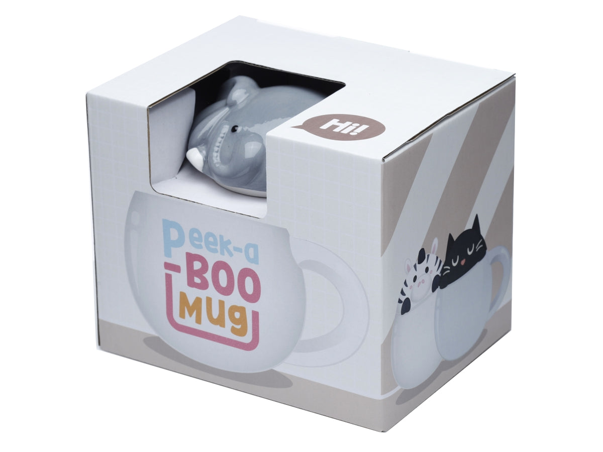 Tazza mug in ceramica dolomite azzurro e grigio con coperchio a forma di testa di elefante - Puckator