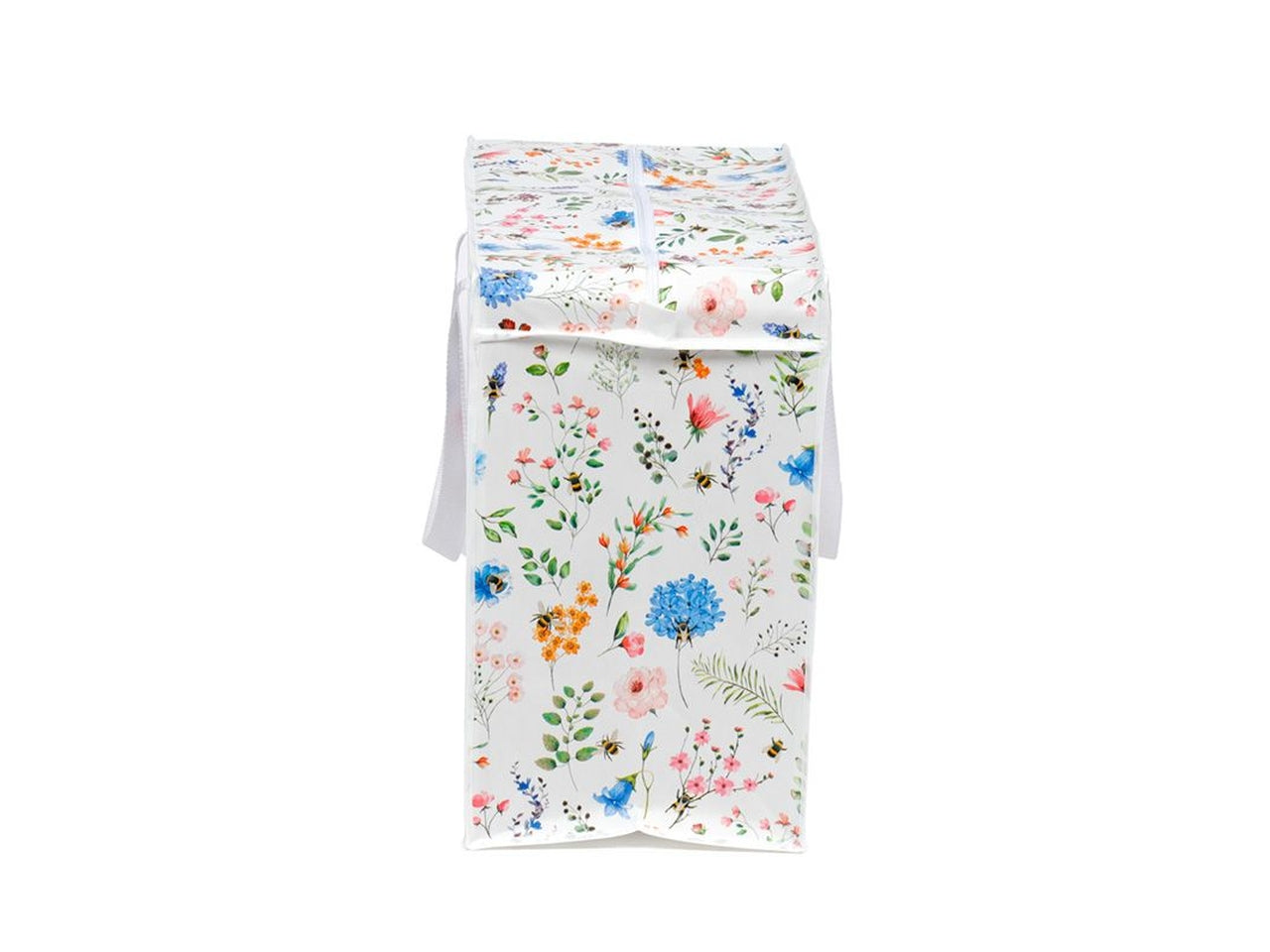 Sacca per il bucato con zip in polipropilene bianco floreale 48x55x28 cm - Puckator