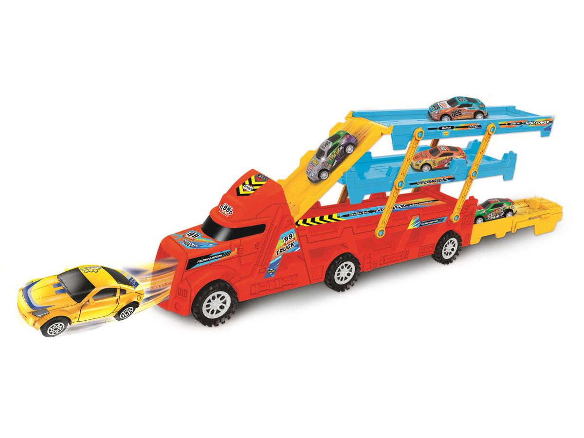 Camion mega transporter con 6 auto in metallo
