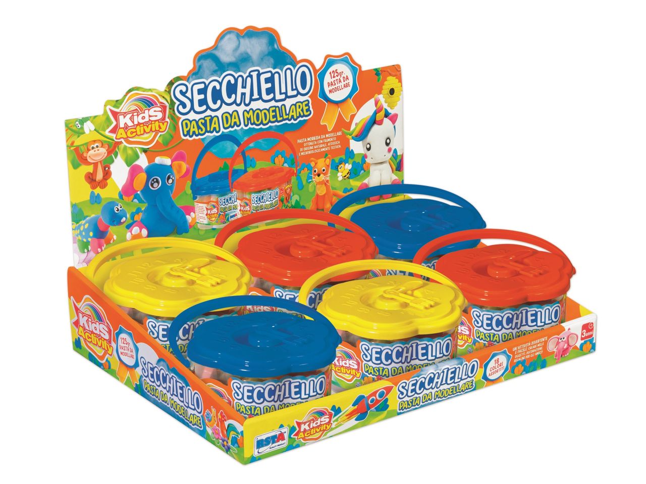 Pasta da modellare in secchiello 125gr 18 colori assortiti