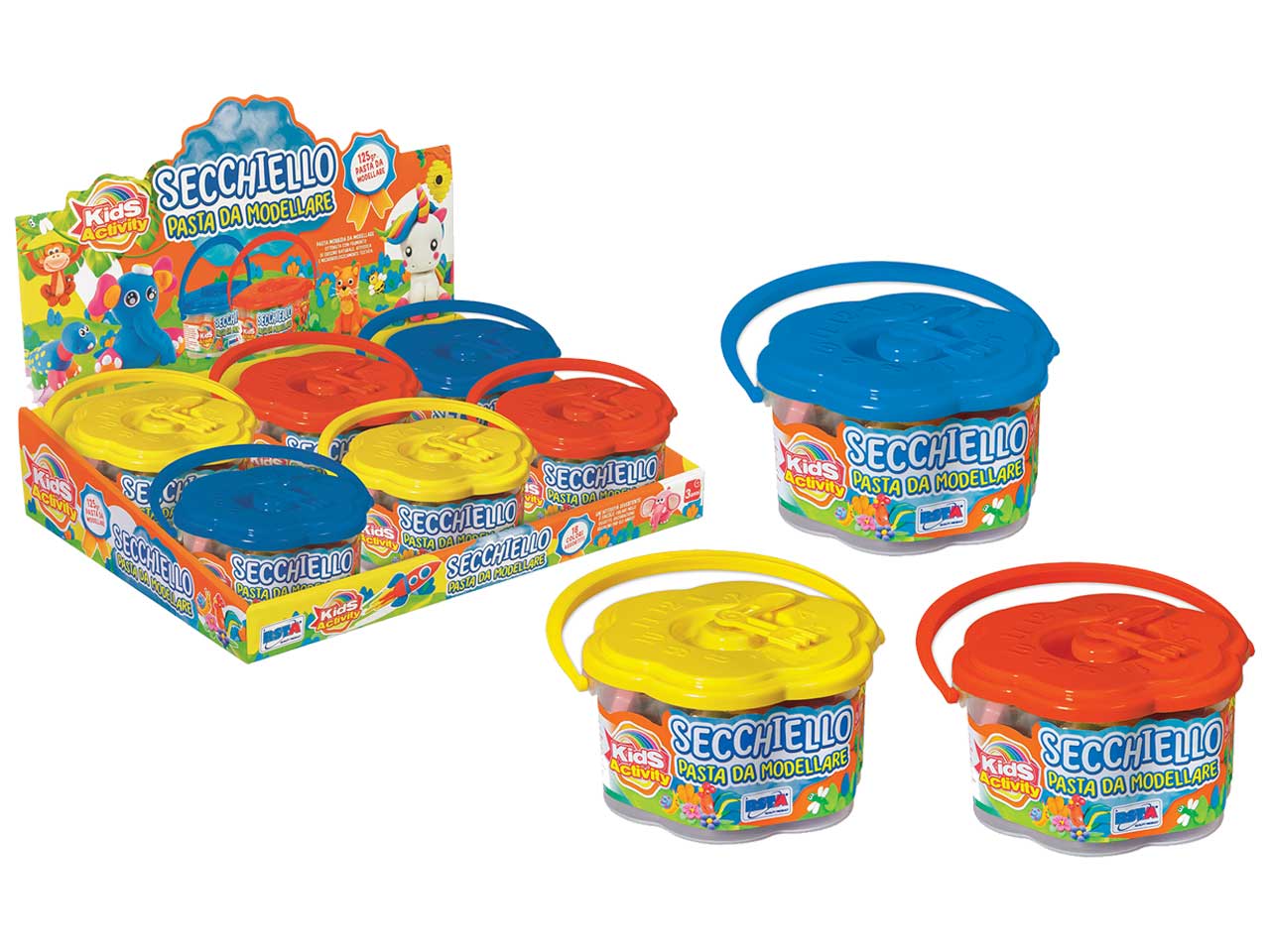 Pasta da modellare in secchiello 125gr 18 colori assortiti