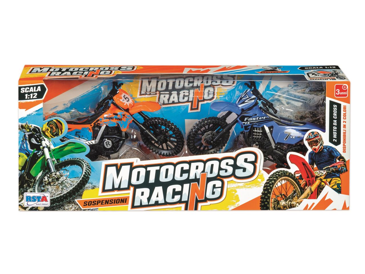 Motocross racing in scatola - la confezione comprende 2 motocross scala 1:12