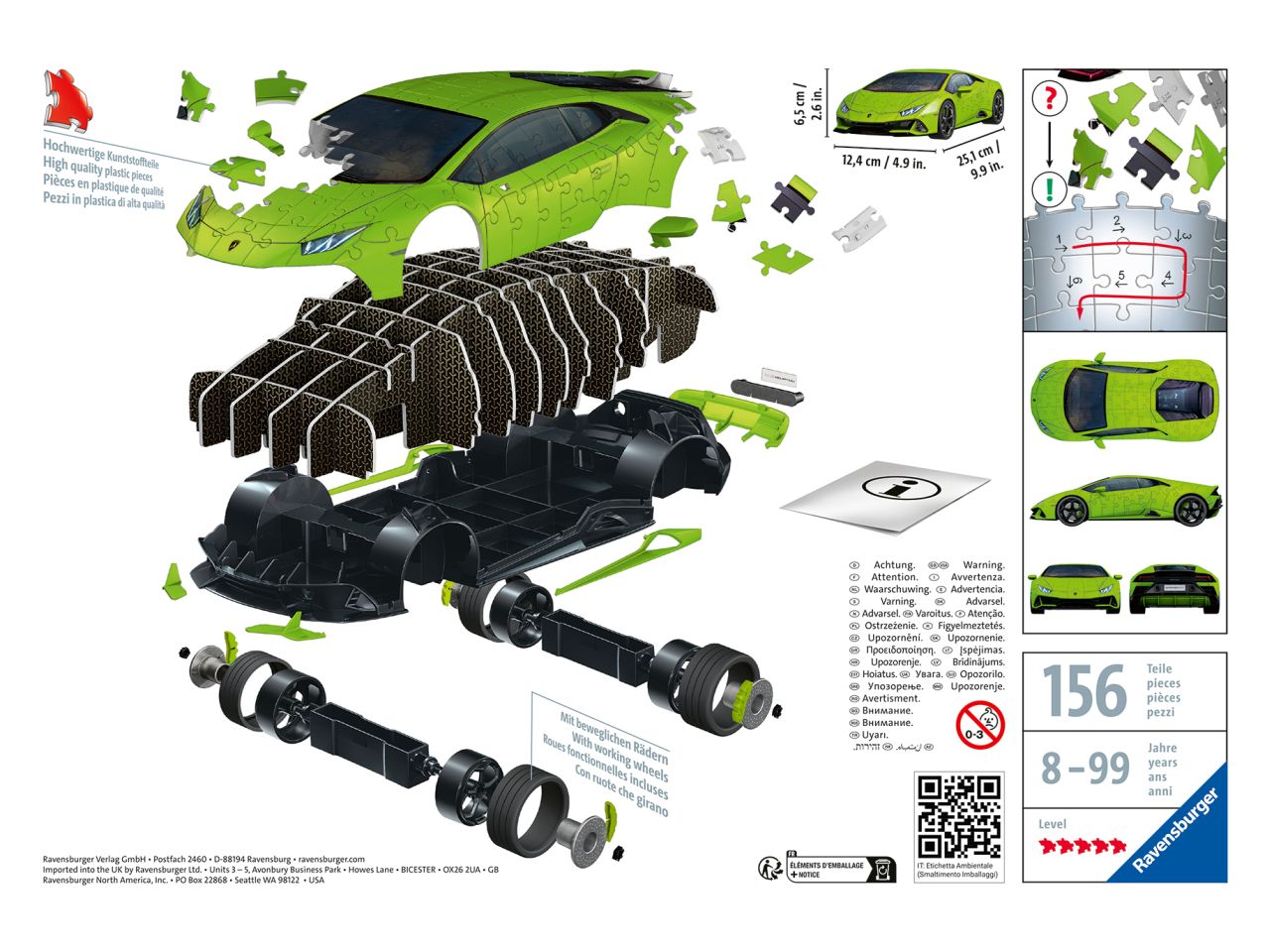Puzzle 3d lamborghini huracán evo verde