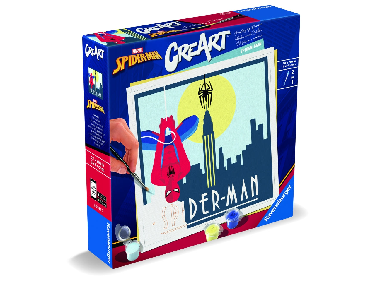 CreArt Serie Trend Quadrati: Marvel Spiderman - Set da Dipingere con 15 Colori - Ravensburger