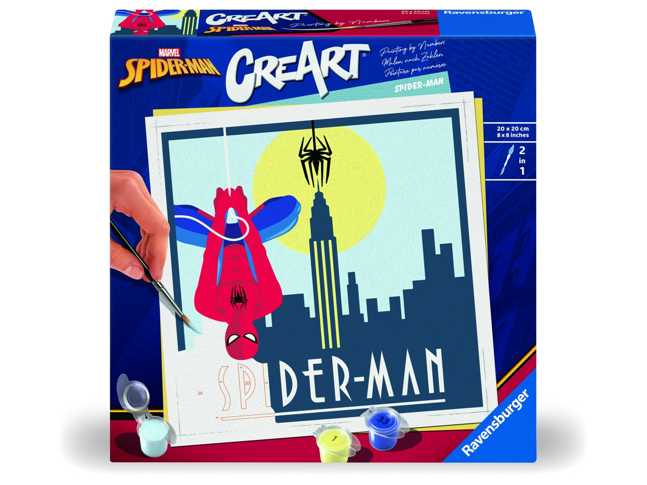 CreArt Serie Trend Quadrati: Marvel Spiderman - Set da Dipingere con 15 Colori - Ravensburger